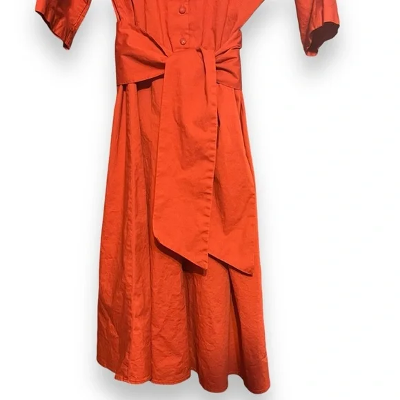 Lela Rose for HSN Belted Half Button Down Cotton Dress Size 6 Elbow Sleeves - Picture 5 of 8